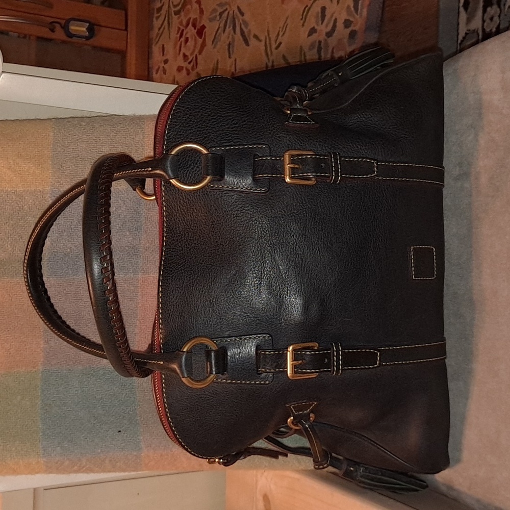 Dooney and Bourke Domed Satchel in Navy Florentine leather